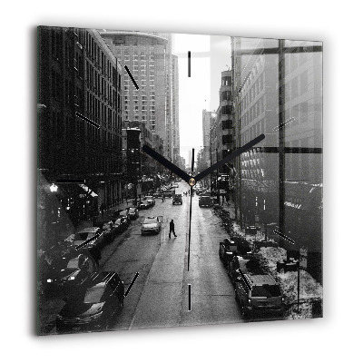 Szögletes fali üvegóra 60x60 Chicago város utcái