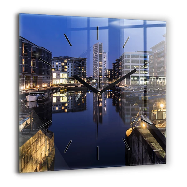 Szögletes üvegóra 60x60 Éjjel kivilágított város
