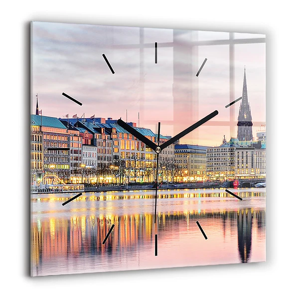 Szögletes üvegóra 60x60 Alster Hamburgban