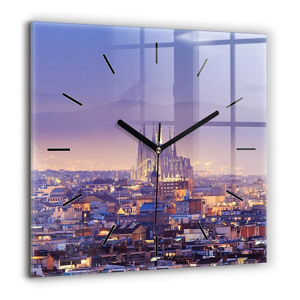 Szögletes üvegóra 60x60 Barcelona látképe