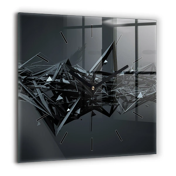 Szögletes üvegóra 60x60 Fekete absztrakció