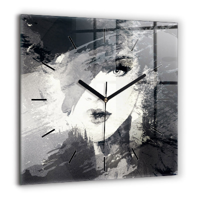 Négyzetes üvegóra 60x60 Nő - akvarell