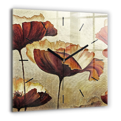 Szögletes fali üvegóra 60x60 Festett pipacsok