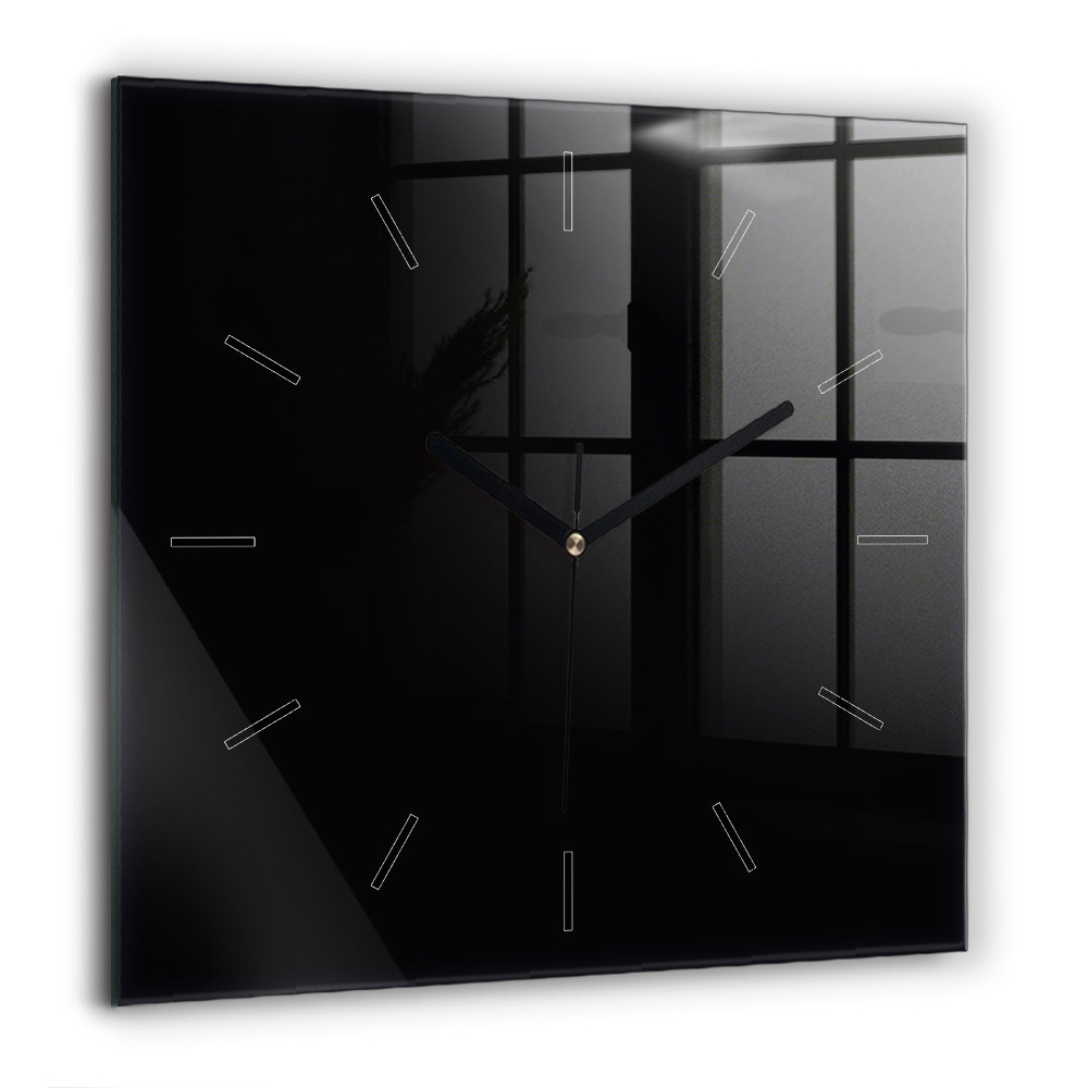 Szögletes üvegóra 60x60 Fekete