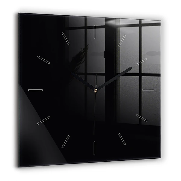Szögletes üvegóra 60x60 Fekete