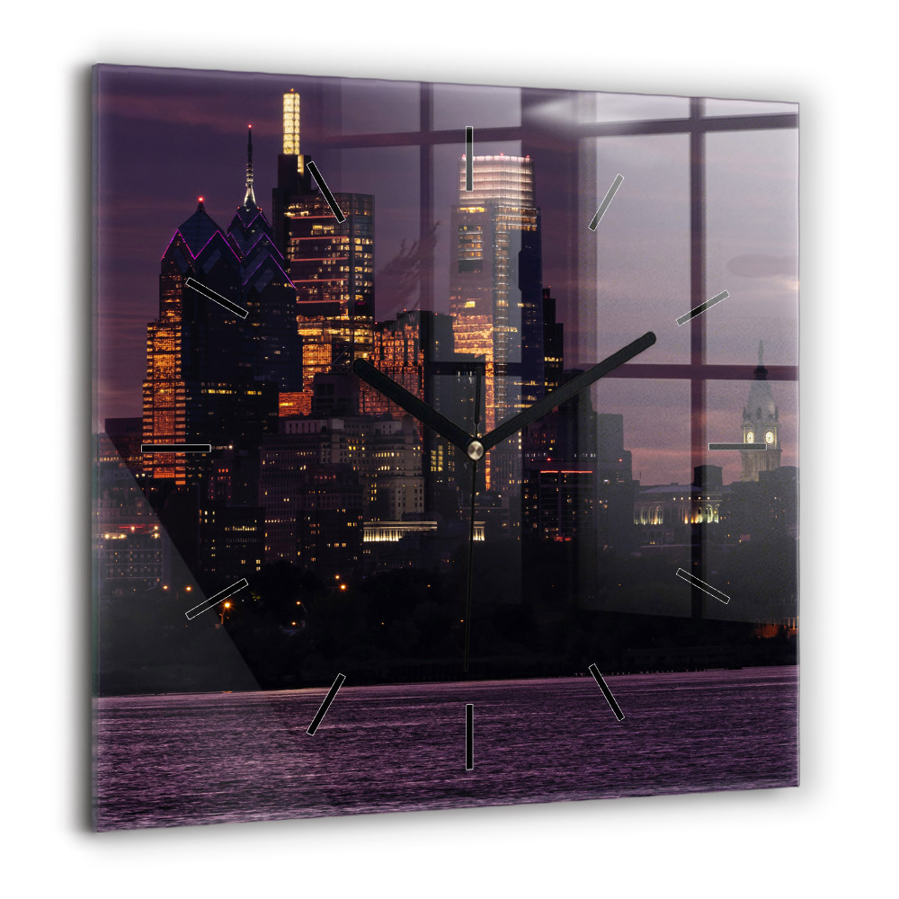 Szögletes fali üvegóra 60x60 Philadelphia látképe