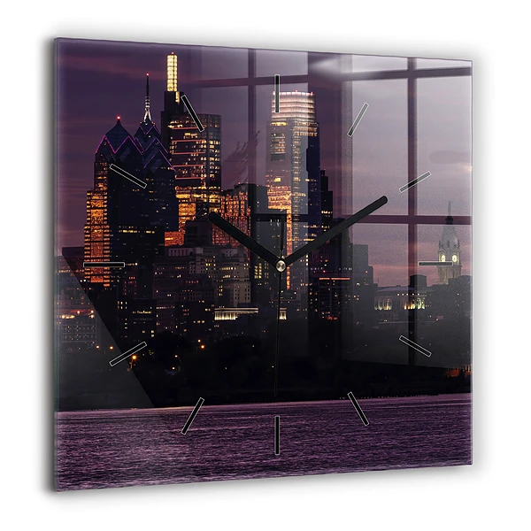 Szögletes fali üvegóra 60x60 Philadelphia látképe