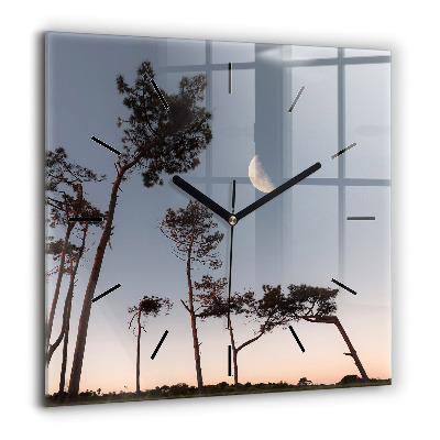 Négyzet alakú üvegóra 60x60 Félhold és fák