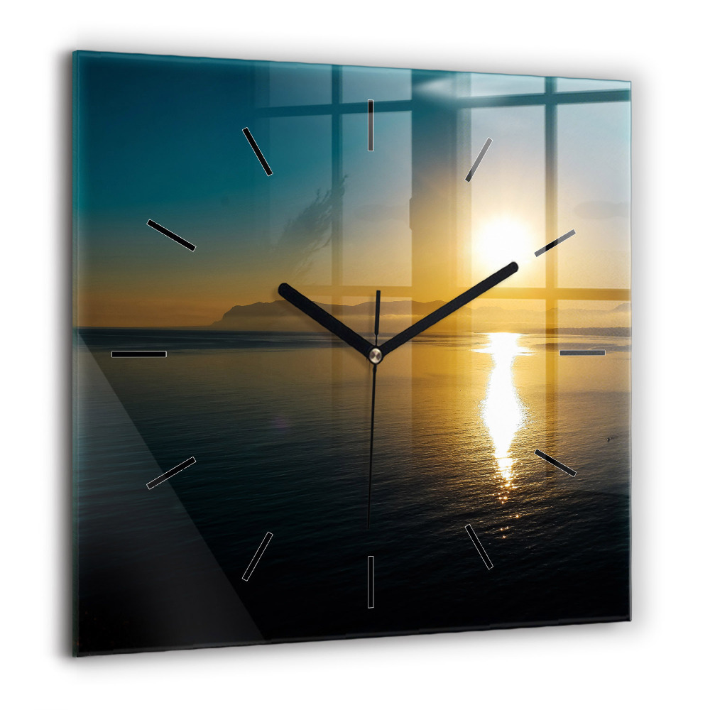 Négyzet alakú üvegóra 60x60 Napfelkelte táj