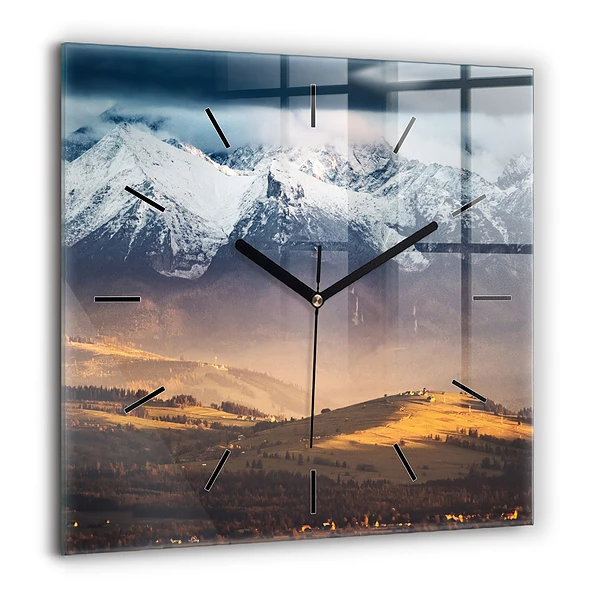 Szögletes fali üvegóra 60x60 Téli táj a Tátrában