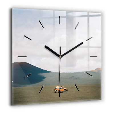 Négyzet alakú üvegóra 60x60 Jármű a kamcsatkai sivatagban