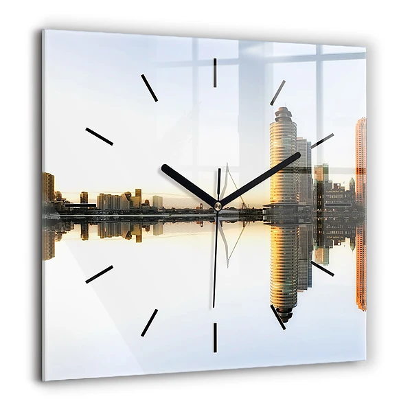 Szögletes üvegóra 60x60 Város a folyó mellett