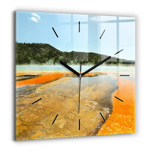 Négyzetes üvegóra 60x60 Tó hegyekkel