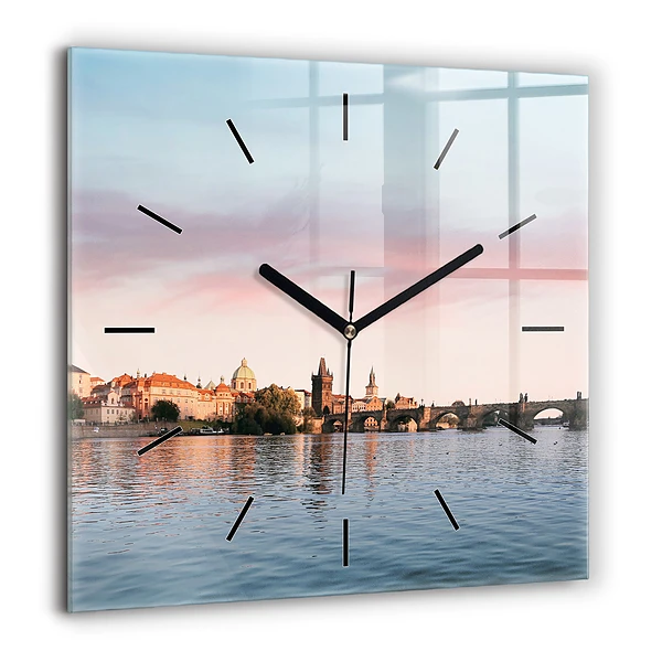 Négyzetes üvegóra 60x60 Károly-híd Prágában