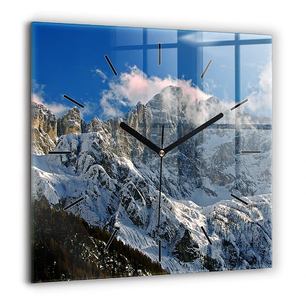 Négyzet alakú üvegóra 60x60 Hegyek a kék ég alatt