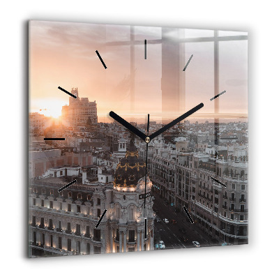 Szögletes üvegóra 60x60 Városok naplementében