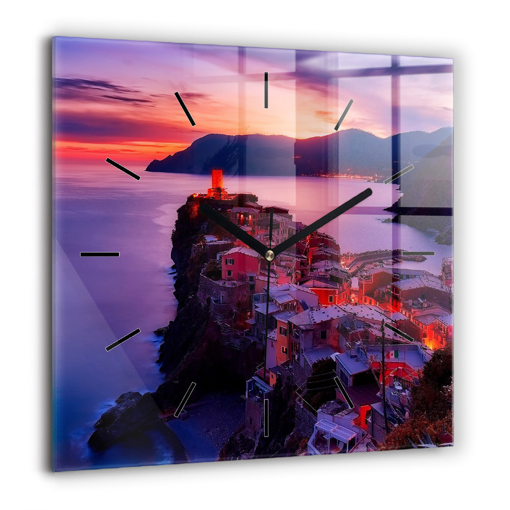 Négyzetes üvegóra 60x60 Házak a tó mellett