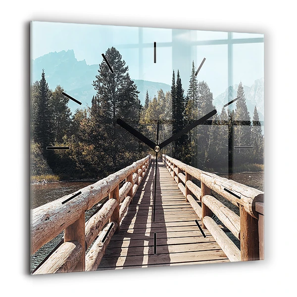 Négyzet alakú üvegóra 60x60 Hegyek Yellowstone-ban