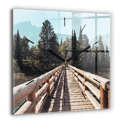 Négyzet alakú üvegóra 60x60 Hegyek Yellowstone-ban