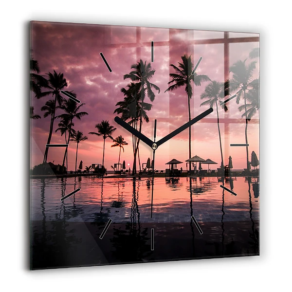 Szögletes üvegóra 60x60 Pálmafák Hawaiin