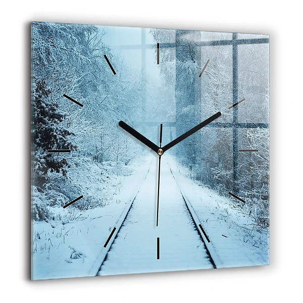 Szögletes fali üvegóra 60x60 Szarvasok a síneken