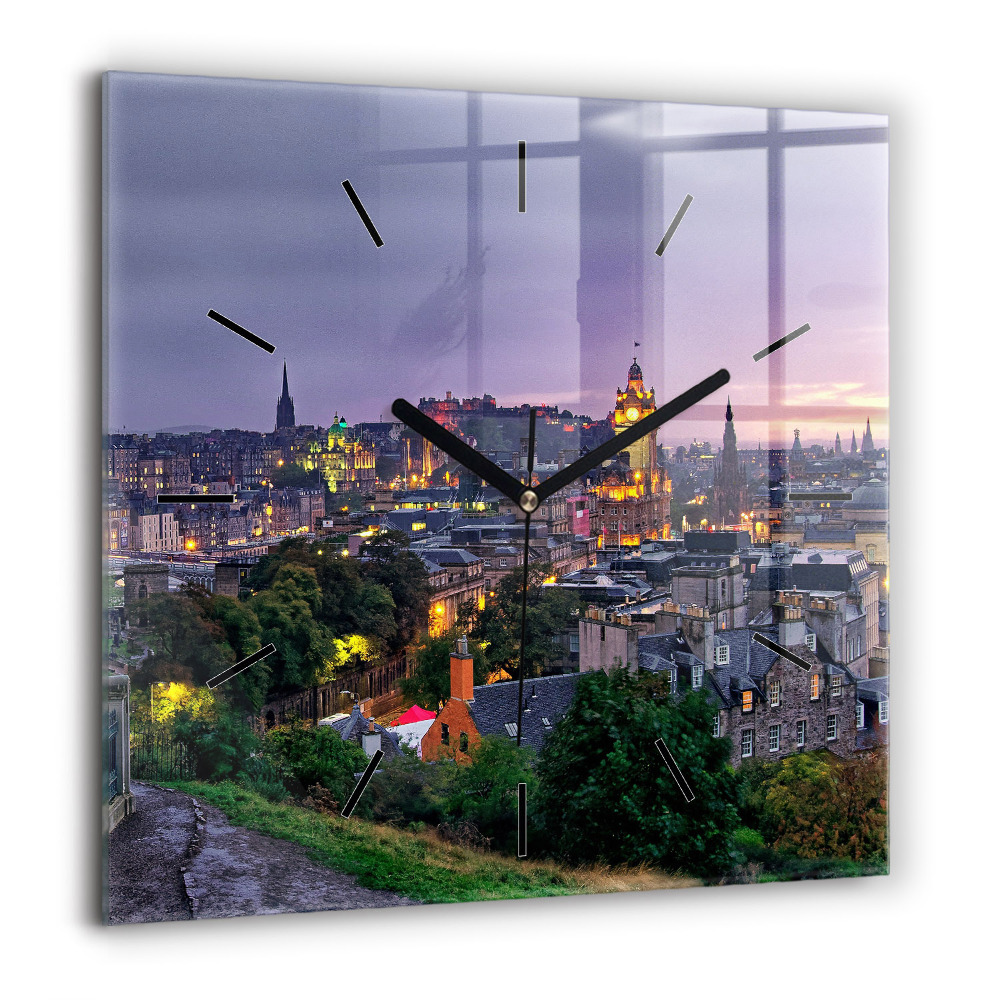 Négyzetes üvegóra 60x60 Edinburgh a Calton Hillről