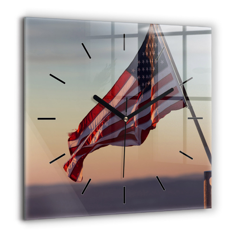 Négyzetes üvegóra 60x60 Az amerikai zászló