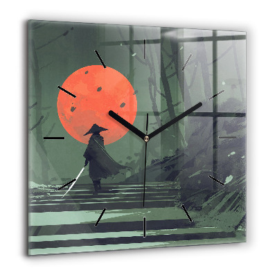 Négyzet alakú üvegóra 60x60 Szamurájok az erdőben