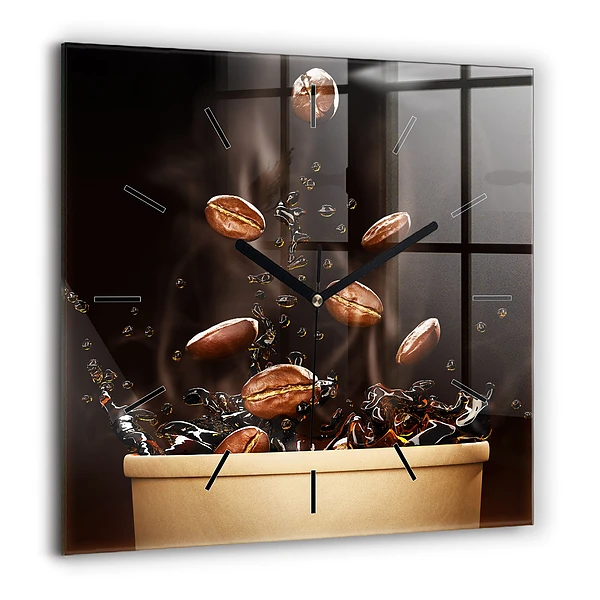 Négyzetes üvegóra 60x60 Forró kávé