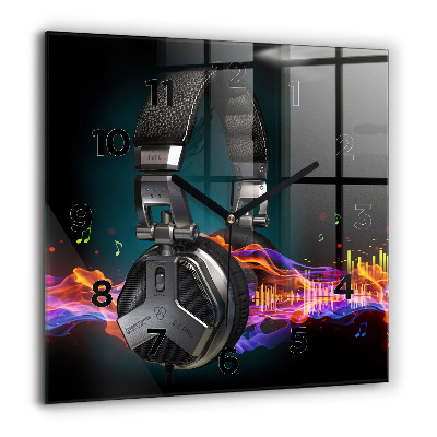Négyzet alakú üvegóra 60x60 Fejhallgató és hanghullámok
