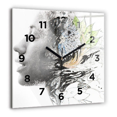 Szögletes fali üvegóra 60x60 Absztrakt női arc