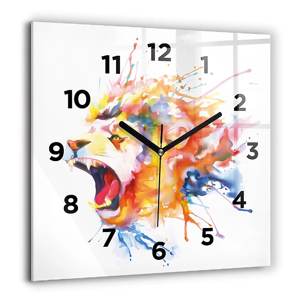 Szögletes fali üvegóra 60x60 Oroszlán - akvarell