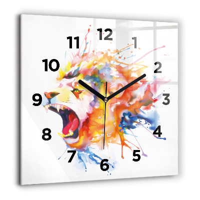 Szögletes fali üvegóra 60x60 Oroszlán - akvarell