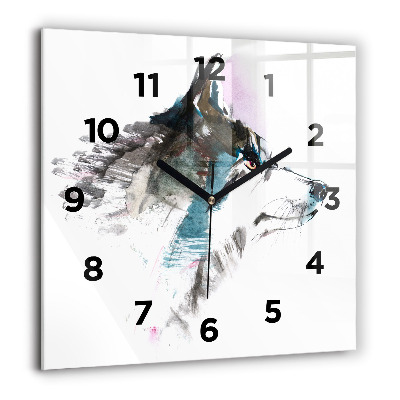 Szögletes fali üvegóra 60x60 Egy festett farkas profilja