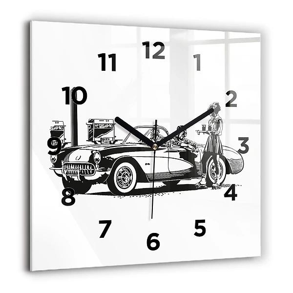 Szögletes fali üvegóra 60x60 Retro illusztráció