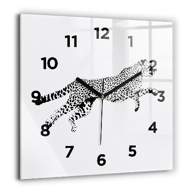 Szögletes fali üvegóra 60x60 Egy párduc sziluettje