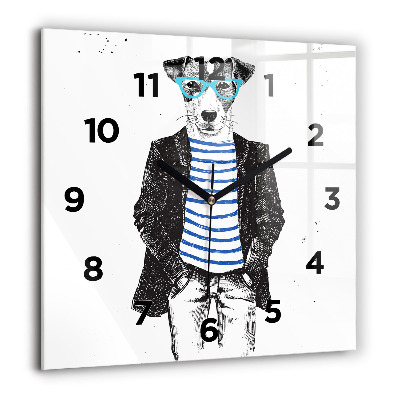 Négyzetes üvegóra 60x60 Kutya emberi testben