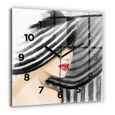 Szögletes fali üvegóra 60x60 Nő fekete-fehérben