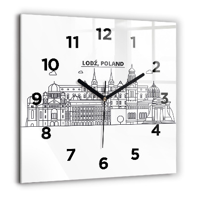 Négyzetes üvegóra 60x60 Łódźi építészeti panoráma