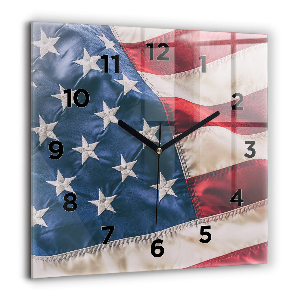 Négyzetes üvegóra 60x60 Amerikai zászló