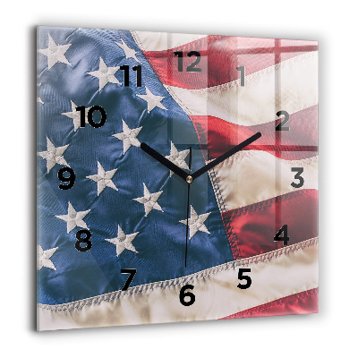 Négyzetes üvegóra 60x60 Amerikai zászló