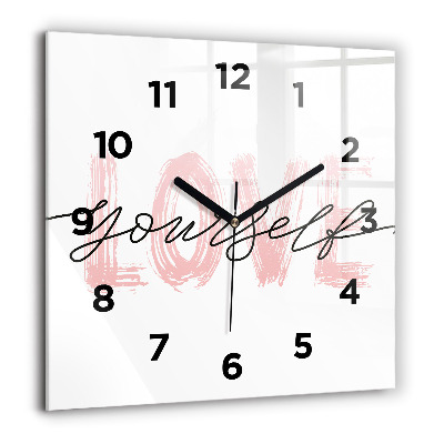 Négyzetes üvegóra 60x60 Szeresd magad felirat