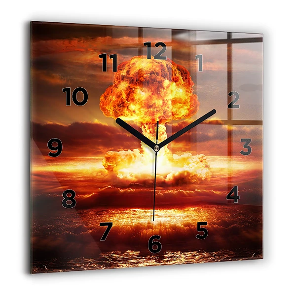 Négyzetes üvegóra 60x60 Atombomba robbanás