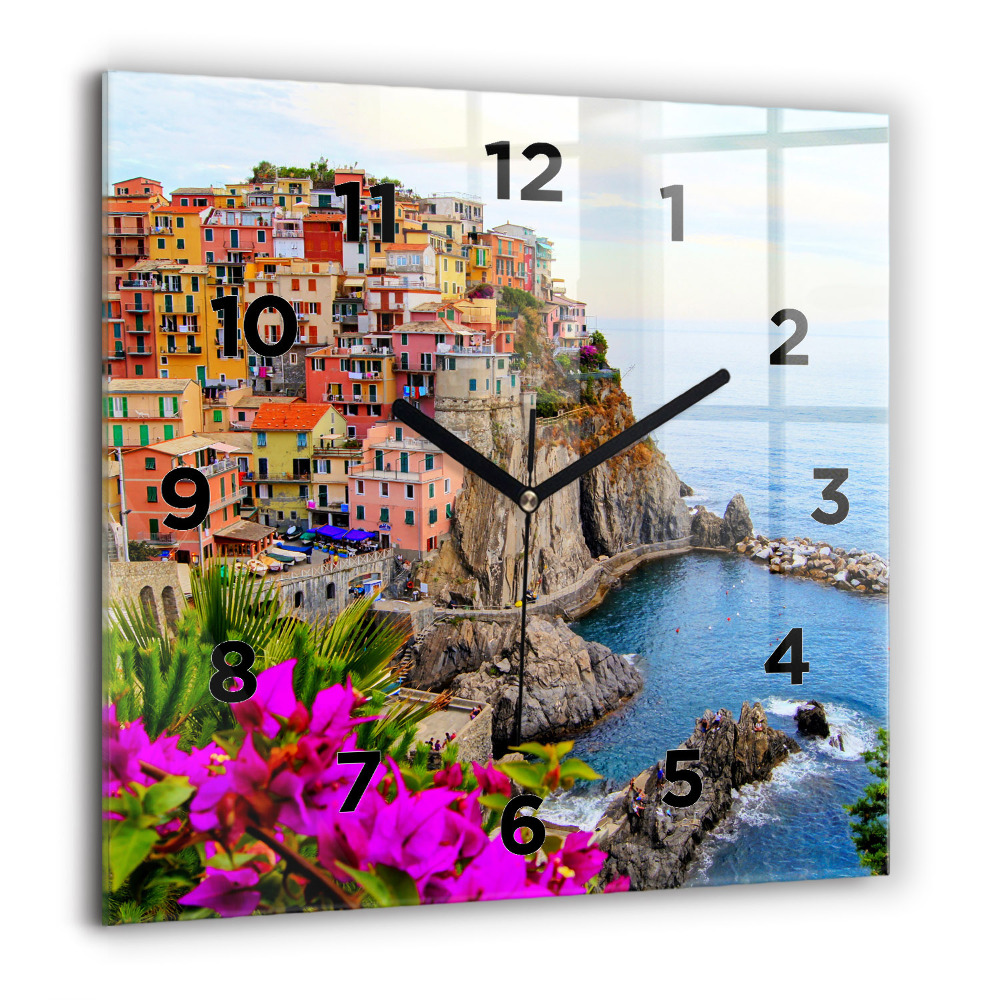 Négyzetes üvegóra 60x60 Cinque Terre partja