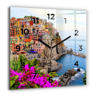 Négyzetes üvegóra 60x60 Cinque Terre partja