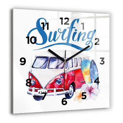 Négyzetes üvegóra 60x60 Autó és tábla Szörfözés