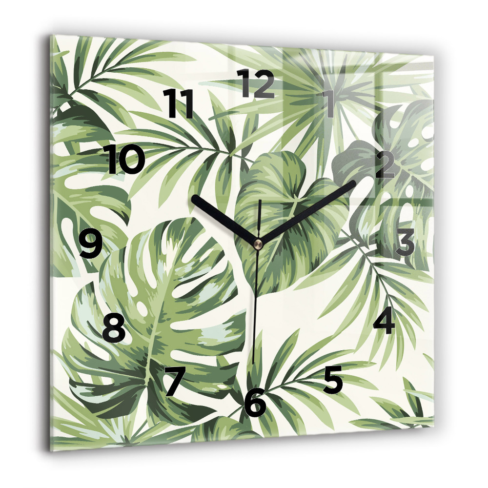 Négyzetes üvegóra 60x60 Trópusi minta