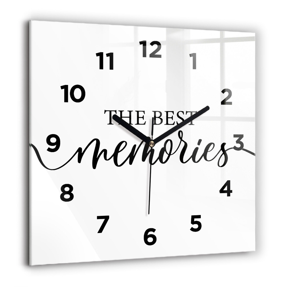Szögletes üvegóra 60x60 Emlékek felirat