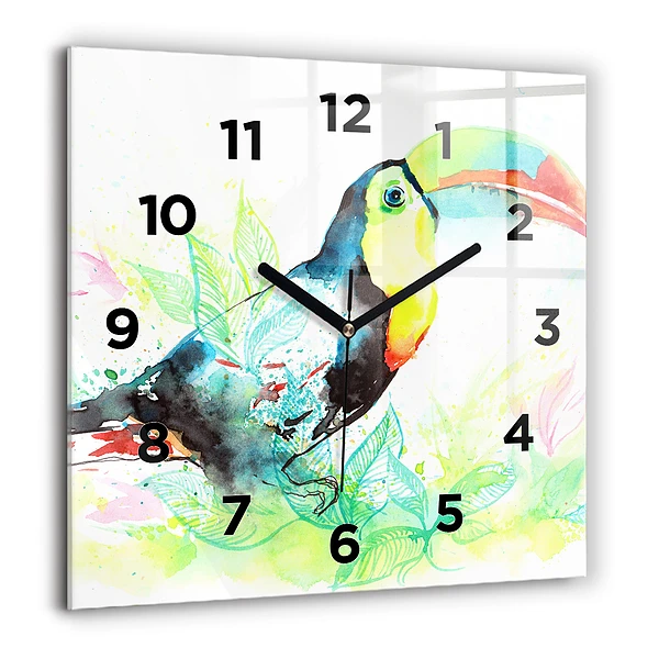 Szögletes fali üvegóra 60x60 Tukán a fűben