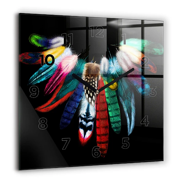 Négyzet alakú üvegóra 60x60 Egy madár színes tollazata
